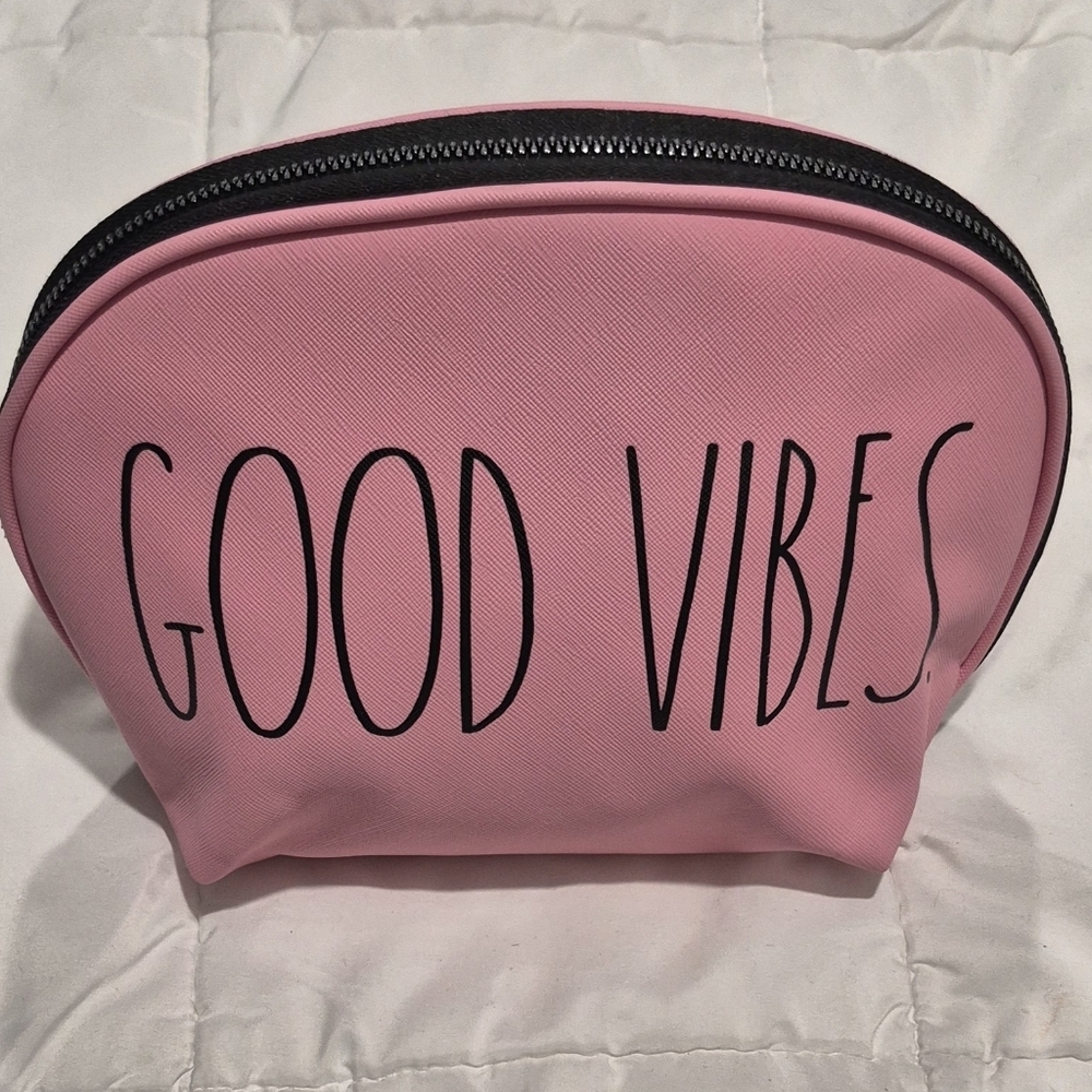 Rae Dunn Pink 'Good Vibes' Cosmetic Bag